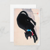 Black Cat Hissing 20th Century Print van Hiroaki T Kaart (Voorkant / Achterkant)