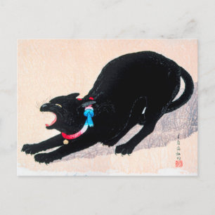 Black Cat Hissing Fine Art van Hiroaki Takahashi Briefkaart