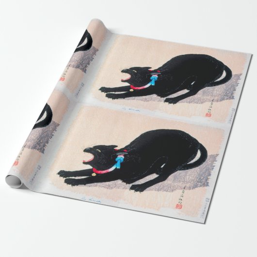 Black Cat Hissing Fine Art van Hiroaki Takahashi Cadeaupapier (Uitgerold)