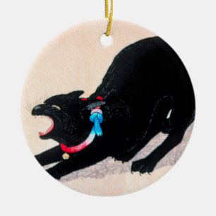 Black Cat Hissing Fine Art van Hiroaki Takahashi Keramisch Ornament