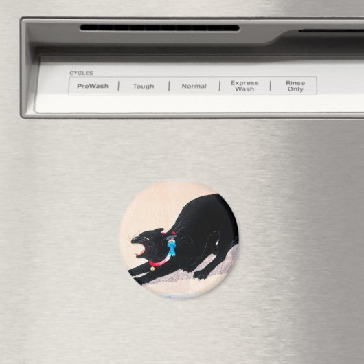 Black Cat Hissing Fine Art van Hiroaki Takahashi Magneet (Insitu (Vaatwasser))