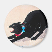 Black Cat Hissing Fine Art van Hiroaki Takahashi Magneet (Voorkant)