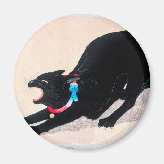 Black Cat Hissing Fine Art van Hiroaki Takahashi Magneet (Voorkant)