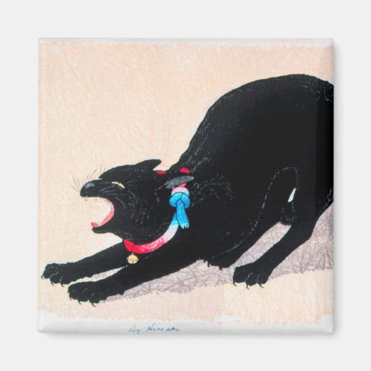 Black Cat Hissing Fine Art van Hiroaki Takahashi Magneet (Voorkant)