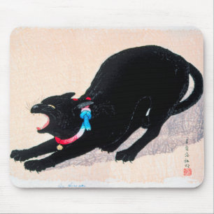 Black Cat Hissing Fine Art van Hiroaki Takahashi Muismat