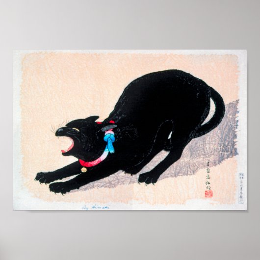 Black Cat Hissing Fine Art van Hiroaki Takahashi Poster (Voorkant)