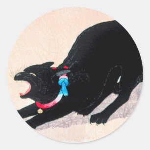 Black Cat Hissing Fine Art van Hiroaki Takahashi Ronde Sticker
