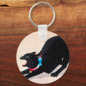 Black Cat Hissing Fine Art van Hiroaki Takahashi Sleutelhanger (Voorkant)