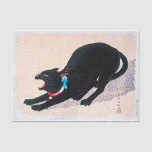Black Cat Hissing Fine Art van Hiroaki Takahashi Tissuepapier