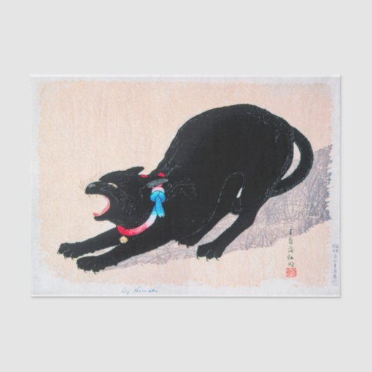 Black Cat Hissing Fine Art van Hiroaki Takahashi Tissuepapier (Voorkant)