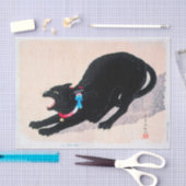 Black Cat Hissing Fine Art van Hiroaki Takahashi Tissuepapier (Craft)
