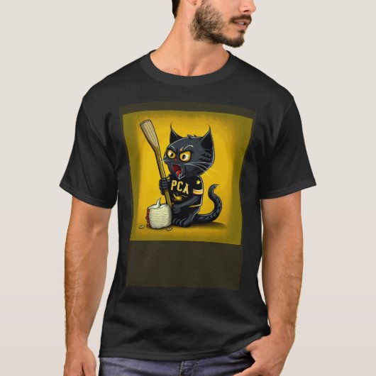 Black Cat Hockey Corn On The Cob T-shirt (Voorkant)