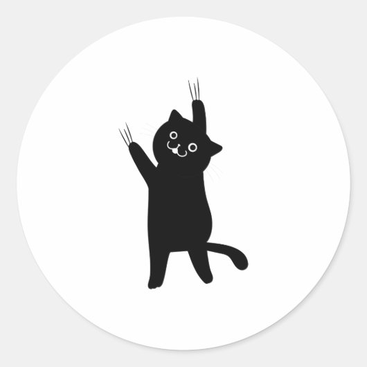 Black Cat Holding aan Ronde Sticker (Voorkant)