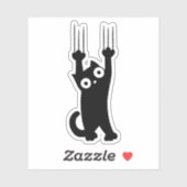 Black Cat Holding aan Sticker (Vel)