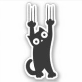 Black Cat Holding aan Sticker (Voorkant)