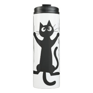 Black Cat Holding aan Thermosbeker