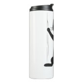 Black Cat Holding aan Thermosbeker (Gedraaid links)