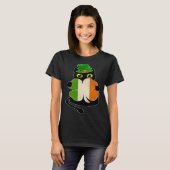 Black Cat Holding Shamrock Irish Flag St Patricks T-shirt (Voorkant volledig)