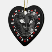Black Cat Holiday Double Sided Heart Ornament (Links)