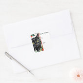 Black Cat & Holly Meowy Kerst sticker Gift Label (Envelop)