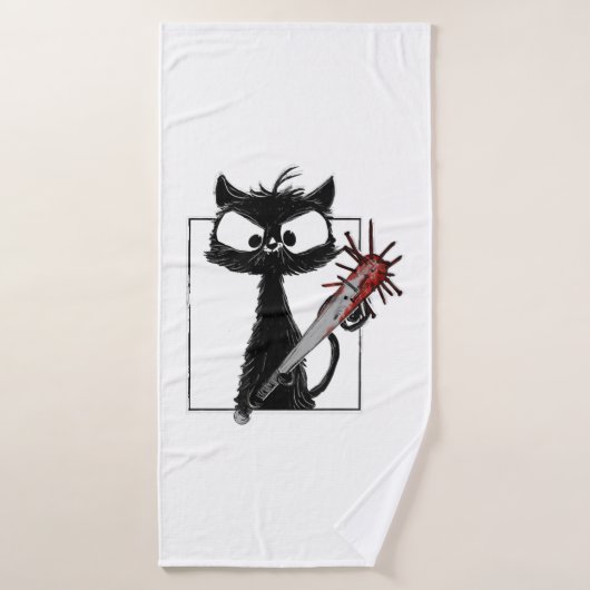 Black Cat Honkbal Horror Halloween Badhanddoek (Badhanddoek)