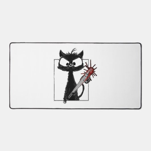 Black Cat Honkbal Horror Halloween Bureaumat (Voorkant)