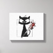 Black Cat Honkbal Horror Halloween Canvas Afdruk (Voorkant)