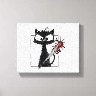 Black Cat Honkbal Horror Halloween Canvas Afdruk