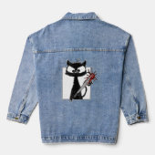 Black Cat Honkbal Horror Halloween Denim Jacket (Achterkant)