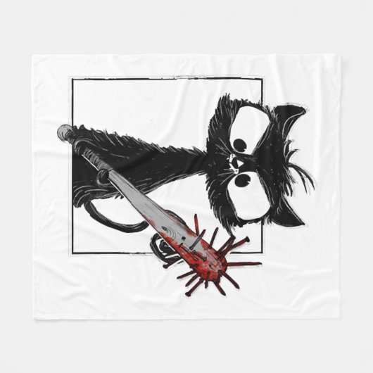 Black Cat Honkbal Horror Halloween Fleece Deken (Voorkant (Horizontaal))
