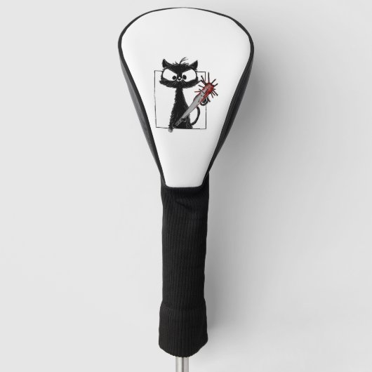Black Cat Honkbal Horror Halloween Golfheadcover (Voorkant)