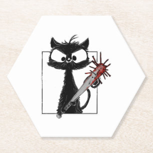 Black Cat Honkbal Horror Halloween Kartonnen Onderzetters
