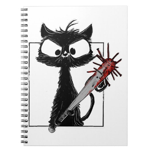 Black Cat Honkbal Horror Halloween Notitieboek (Voorkant)