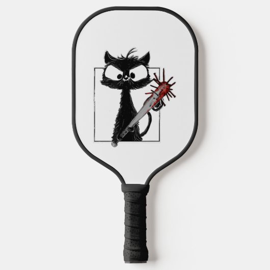 Black Cat Honkbal Horror Halloween Pickleball Paddle (Voorkant)