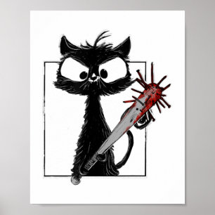 Black Cat Honkbal Horror Halloween Poster