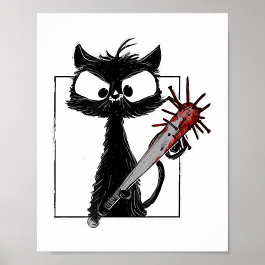 Black Cat Honkbal Horror Halloween Poster (Voorkant)