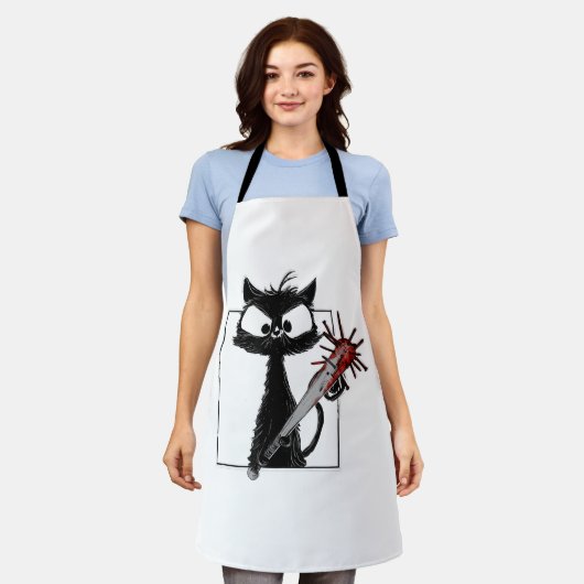 Black Cat Honkbal Horror Halloween Schort (Gedragen)