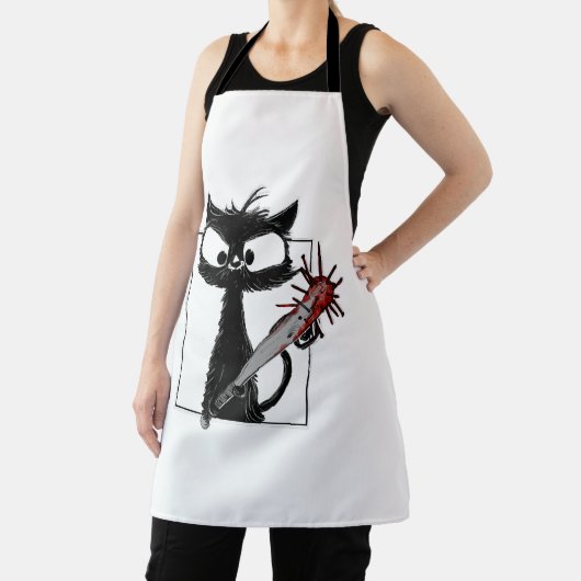 Black Cat Honkbal Horror Halloween Schort (Insitu)