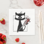 Black Cat Honkbal Horror Halloween Servet (Insitu)