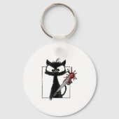 Black Cat Honkbal Horror Halloween Sleutelhanger (Voorkant)
