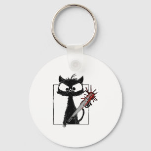 Black Cat Honkbal Horror Halloween Sleutelhanger