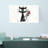 Black Cat Honkbal Horror Halloween Spandoek (Beurs)