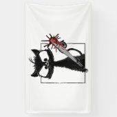 Black Cat Honkbal Horror Halloween Spandoek (Verticaal)