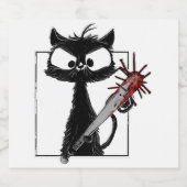 Black Cat Honkbal Horror Halloween Sparkling Wijnetiket (Enkel label)