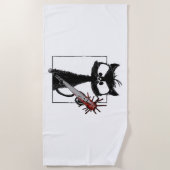 Black Cat Honkbal Horror Halloween Strandlaken (Voorkant)