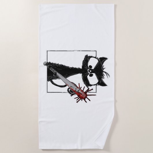 Black Cat Honkbal Horror Halloween Strandlaken (Voorkant)