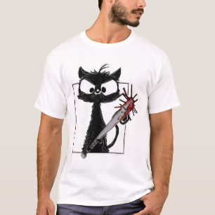 Black Cat Honkbal Horror Halloween T-shirt