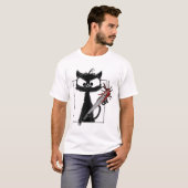 Black Cat Honkbal Horror Halloween T-shirt (Voorkant volledig)