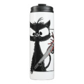 Black Cat Honkbal Horror Halloween Thermosbeker (Voorkant)