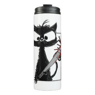 Black Cat Honkbal Horror Halloween Thermosbeker